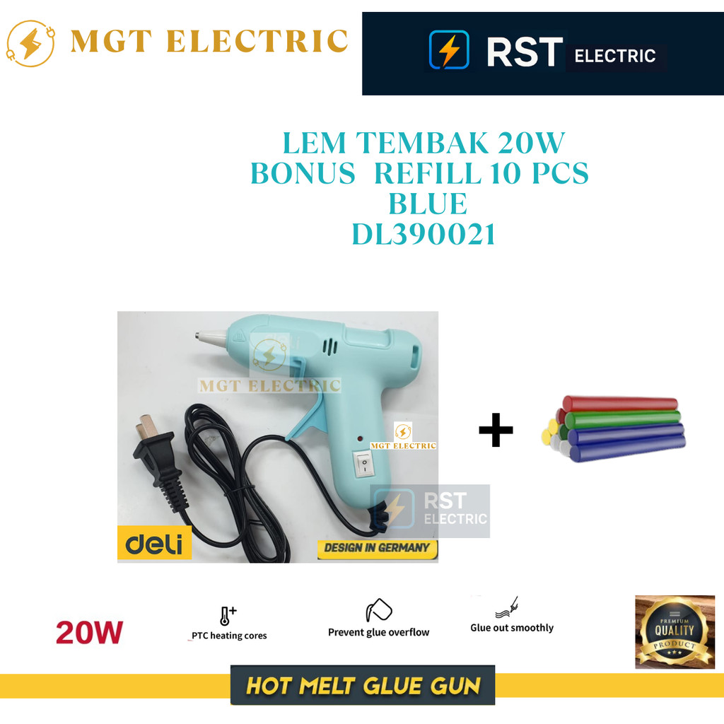 

GLUEGUN Lem Tembak 20W DELI / Deli Hot Melt Glue Gun 20 watt