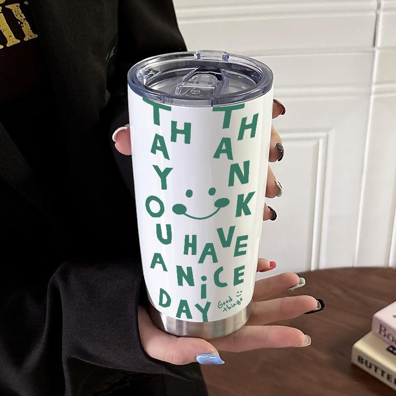 Tumbler Termos Mug Minum Stainless Steel Motif I Termos Tali Tenteng Kain Putar + Klik I I SUS 304 C