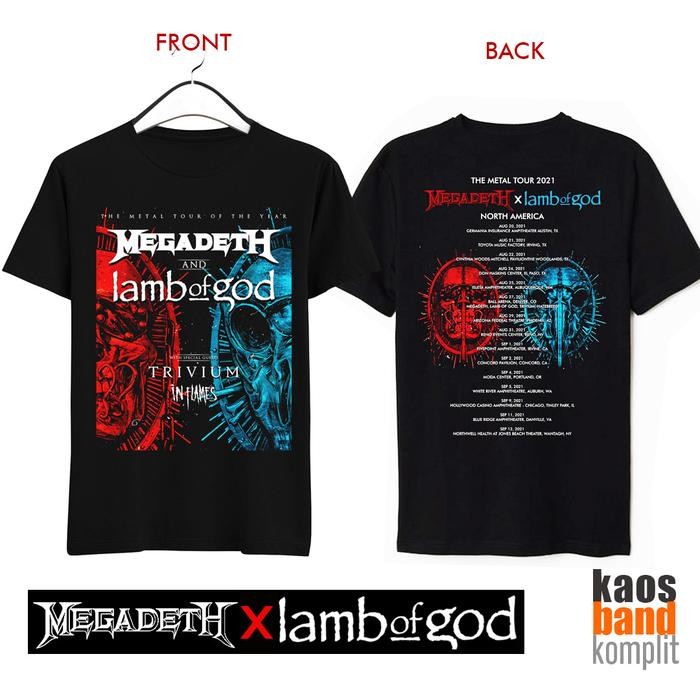 (COD) kaos Band Tour MEGADETH X LAMB OF GOD 2021 short sleeve
