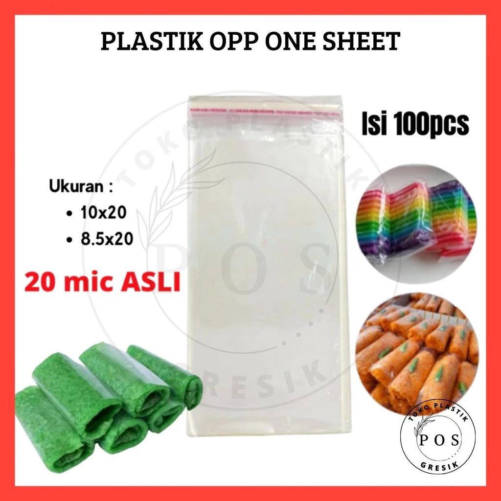 [100-lbr] One Sheet Plastik OPP Lem Selapis Selembar Plastik Kue Basah, Risoles, Kue 10x20 / 8.5x20 