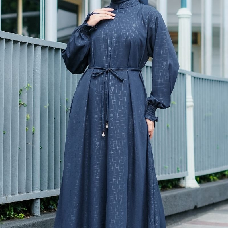 Azmi 93 -  Gamis Abaya Turki polos Embos Palm Gamis Dress Muslim Ld 120