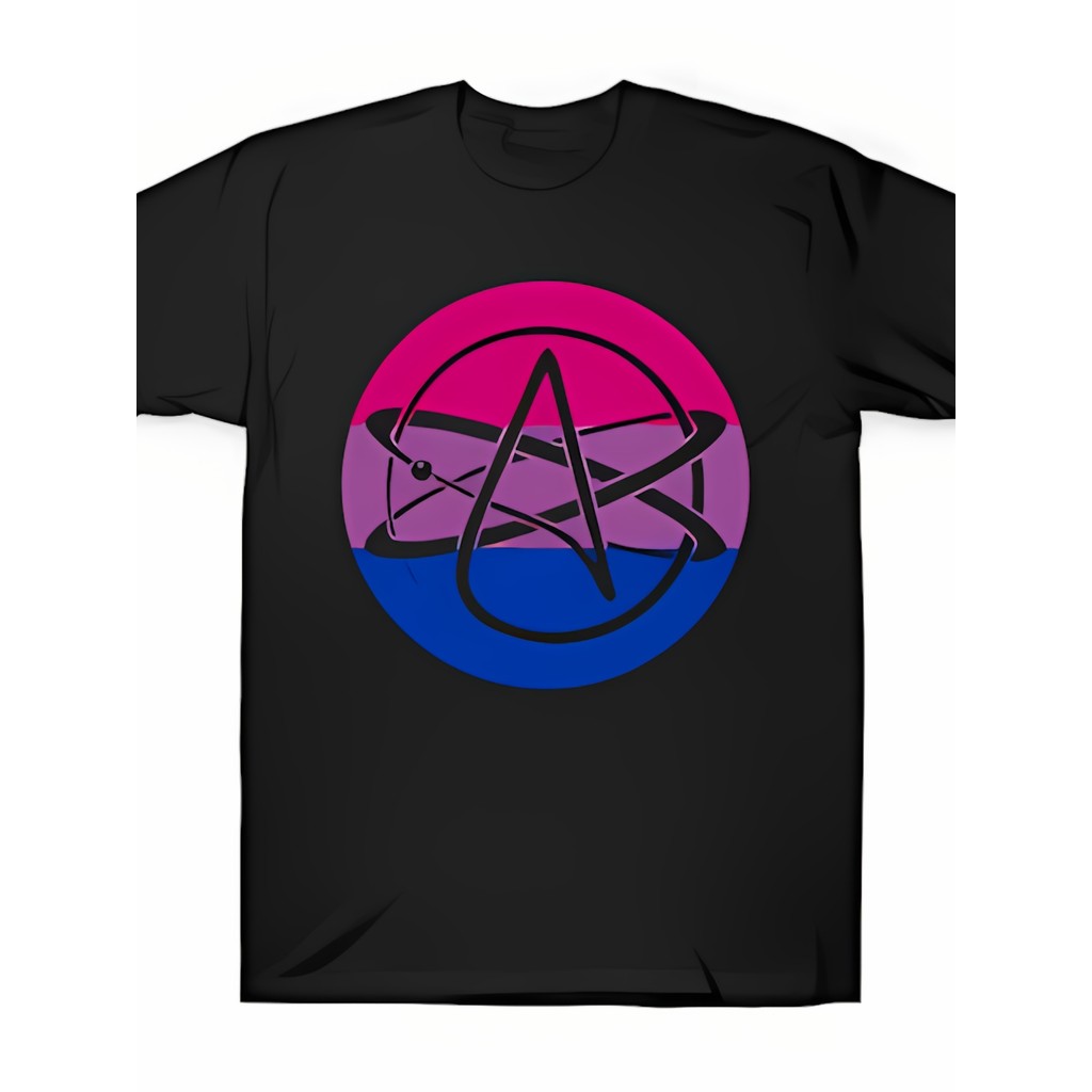 Kaos Atheis Bi Pride - Desain Geometris, Nyaman, Kaos Unisex, Kaos Harian
