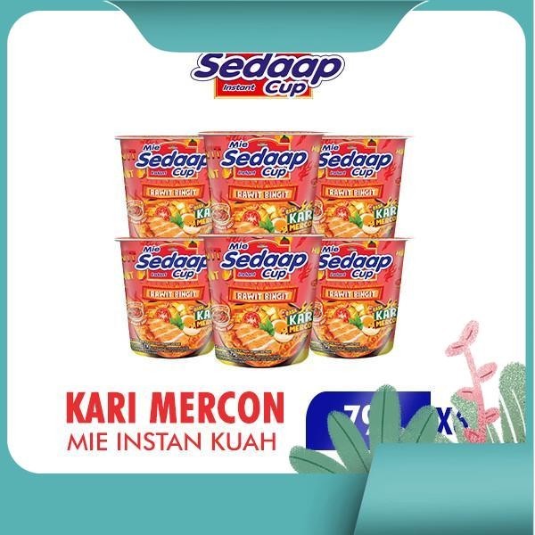 

Sedaap Mie Instan Cup Kari Mercon Cabe Rawit Asli 79g x6