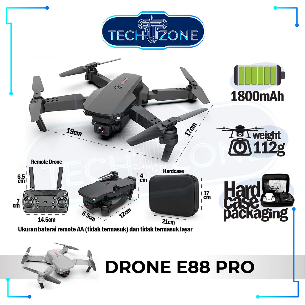 Drone E88pro 4K Ultra HD Foldable Drone Lipat Single Camera