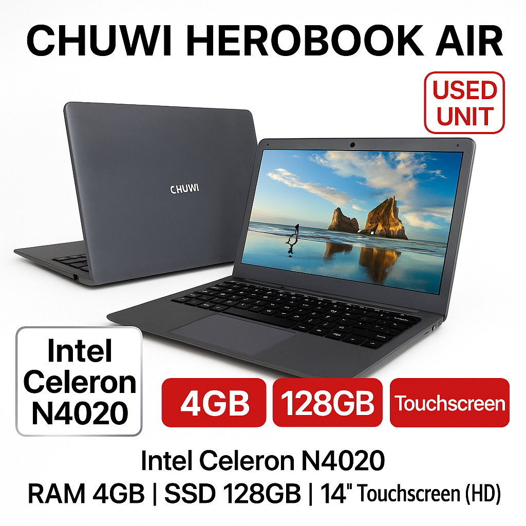 Chuwi Herobook Air Touchscreen Celeron N4020 Ram 4Gb Ssd512Gb laptop ringan laptop mobile
