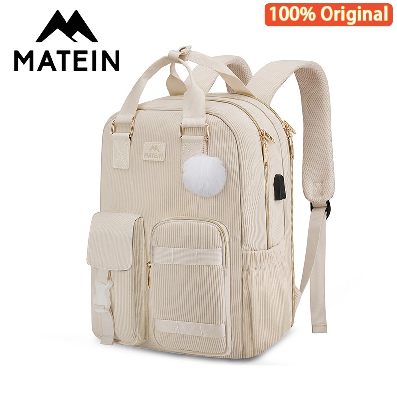Matein Tas Ransel Wanita Backpack Laptop Tas cewek Sekolah Korea Ransel Coquette Aesthetic Corduroy