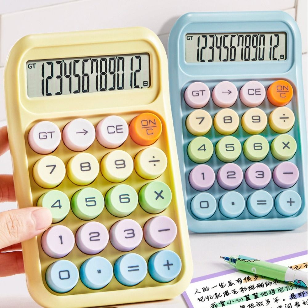 

12 Digits Candy Color Calculator Anti-slip Pad Mechanical Keyboard Arithmetic Calculator Cute Durable Mini Pocket Calculator