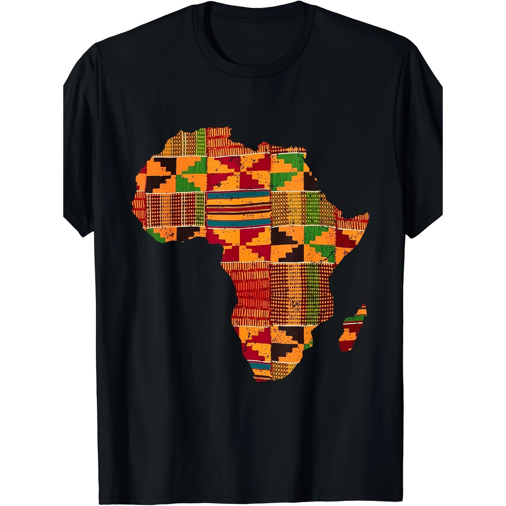 Hadiah Kain Kente Peta Afrika Keren Untuk Pecinta Afrika, Kaos Pria Lengan Pendek Kasual