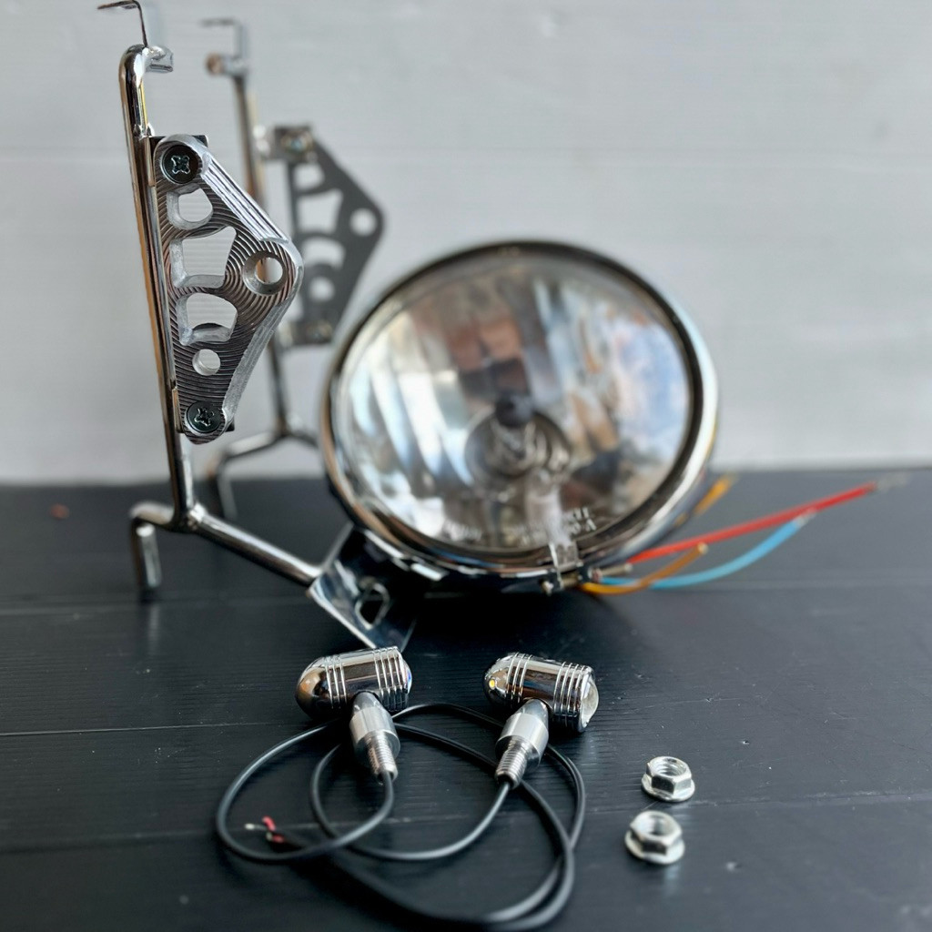 Lampu Jute Pesek Chrome Cb 100 Cb 125 Set Sein Led plus Kupingan Lampu GL Tralis CNC Handmade cakdoe