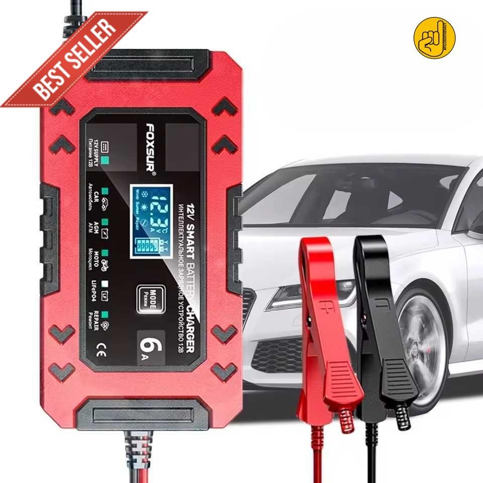 baldan FOXSUR Charger Aki Mobil Motor Intelligent Battery Charger 12V 6A - FBC1206F good quality