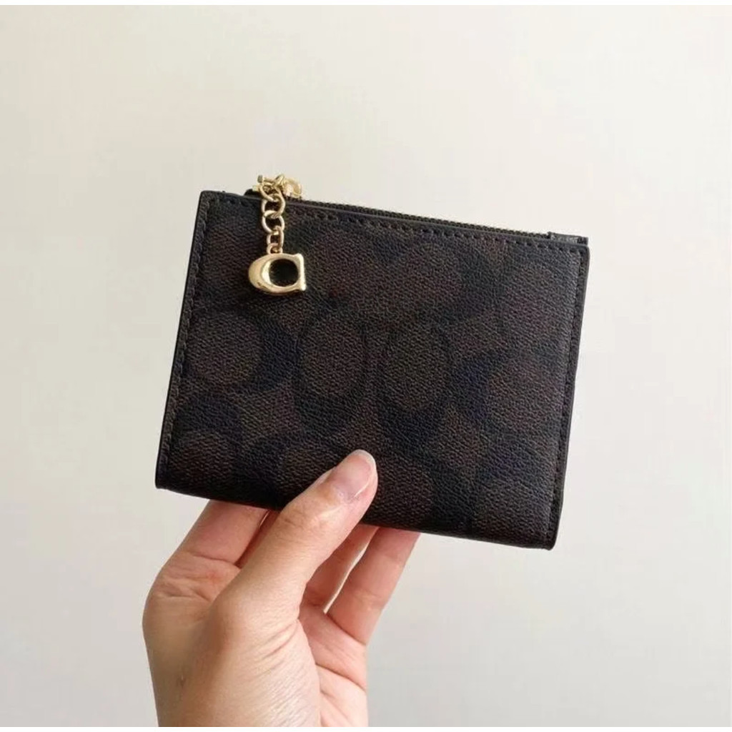 Women's Short Foldable Wallet (2-Fold) CCH F73876 F78002 Zipper Closure, Card Holder & Coin Pocket B