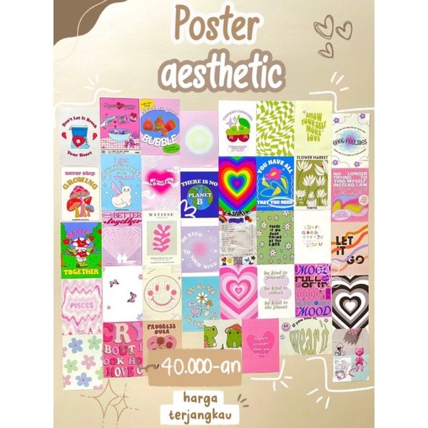 40pcs Poster Dinding Aesthetic Ukuran A6/A5 Poster Aesthetic ala Korea Poster Aesthetic