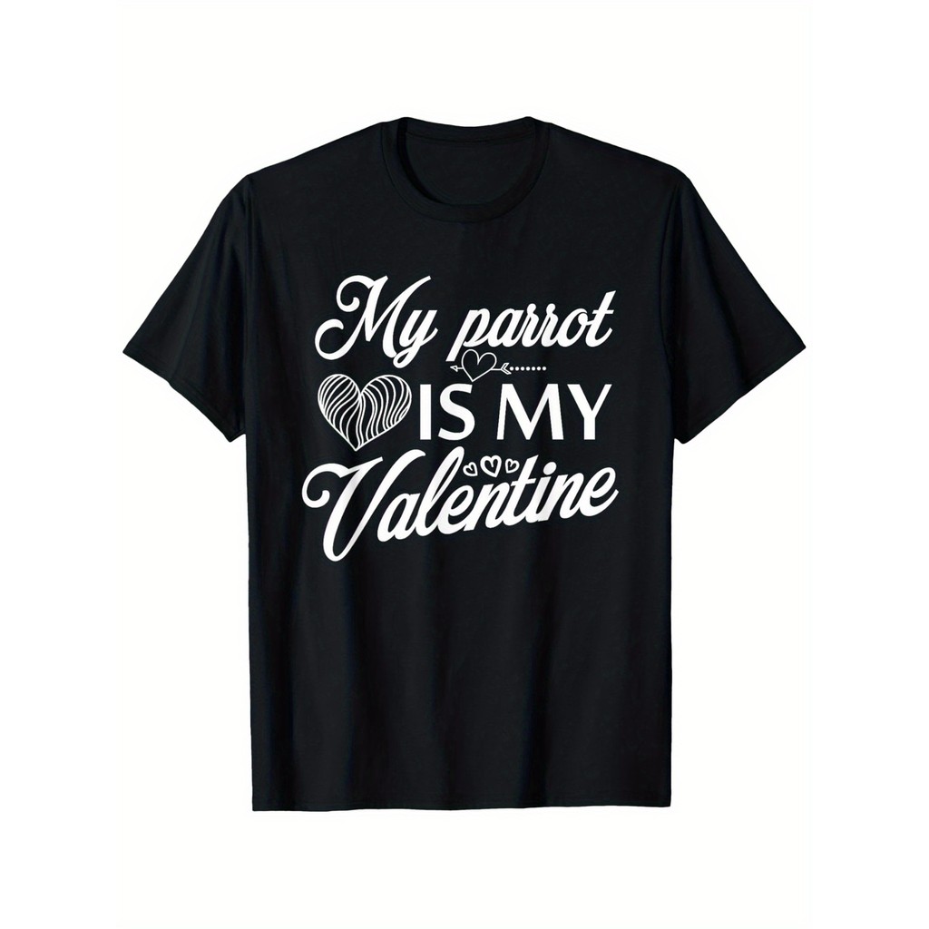 Kaos Pria Valentine Lucu - "My Parrot is My Lover" Cetak Retro - Katun Berat 180gsm - Hadiah Santai 