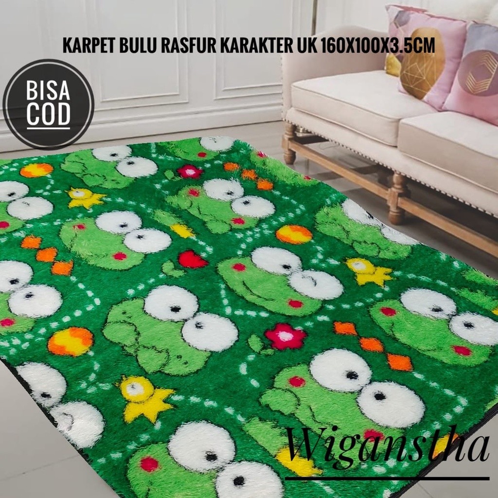 Karpet bulu Rasfur motif karakter Panjang 160cm Lebar 100cm Tebal 3,5cm karpet lantai | surpet