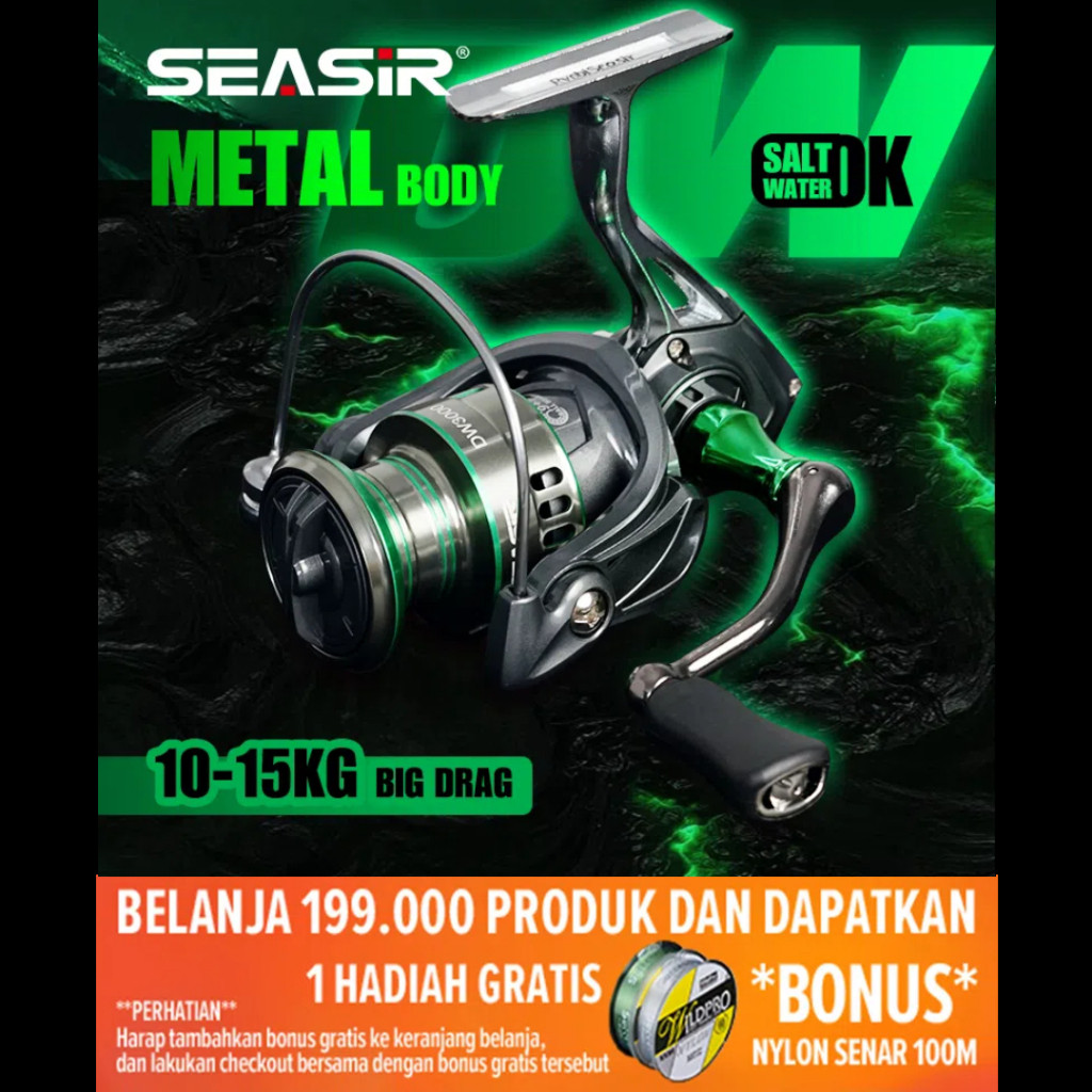 3rny2 store | [OFFICIAL] SEASIR DW 1000-7000 Reel Pancing Full Besi air laut/Tawar Reel Spinning Gul