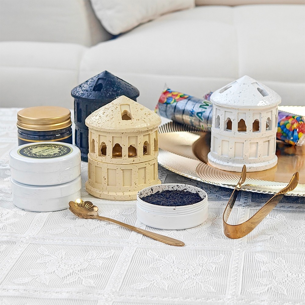 Tempat Bakar Dupa Tungku Dupa Roman Gothic Tempat Kemenyan Resin Mabkharah Bulat Kerawang Kastil Tam