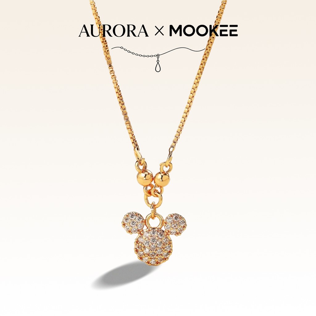 Kalung Anak Tikus Klasik - Desain Lucu Zirkonia Imitasi Tembaga Lapis Emas Rantai Putus Aman untuk A