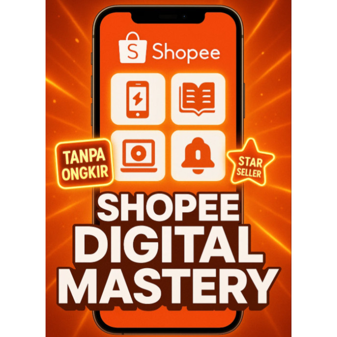 Ecourse Shopee Digital Mastery Jual Produk Digital Tanpa Ongkir + Supplier,Ternak Akun & Star Seller