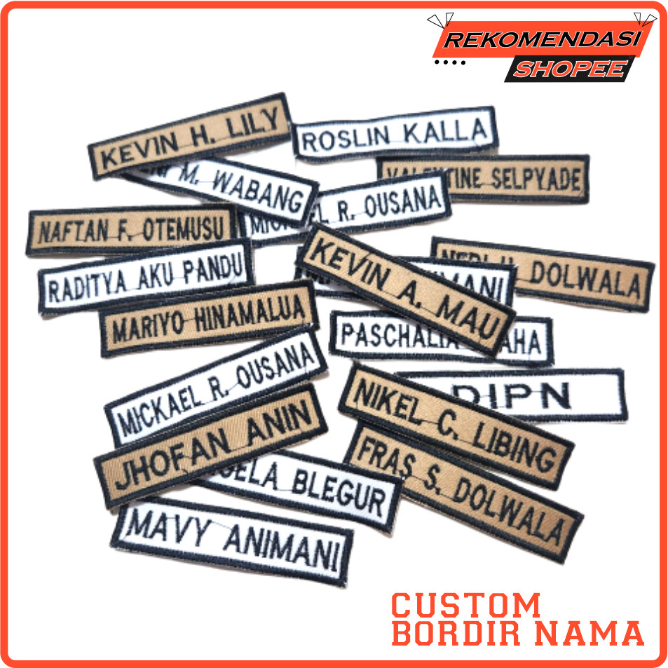 Bordir Nama Seragam Sekolah bet nama custom Nama dada Bordir
