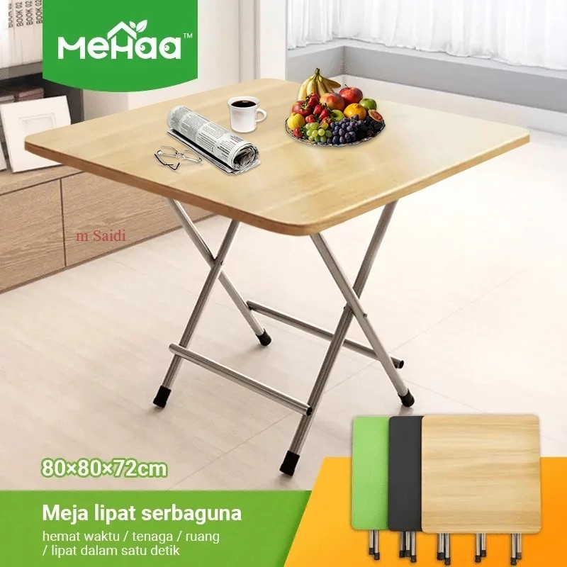 Mehaa Meja Lipat Kayu 80x80 dan 60x40/Meja Makan Lipat/Meja Makan Portable/Meja Lipat Serbaguna