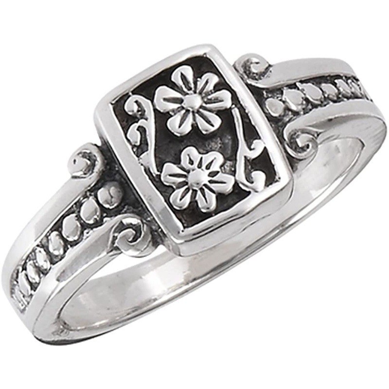 Cincin Hadiah Liburan Perak Kuno Bunga Plum