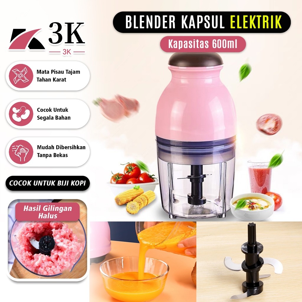 (3K Surabaya) Blender Kapsul Penggiling Daging / Sayur / Buah / Chopper Portable Capsule Mini