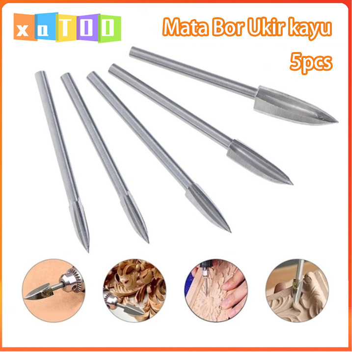 Set Mata Bor Ukir Kayu Mata Bor Ukir Kayu Pemotong Penggilingan 5PCS