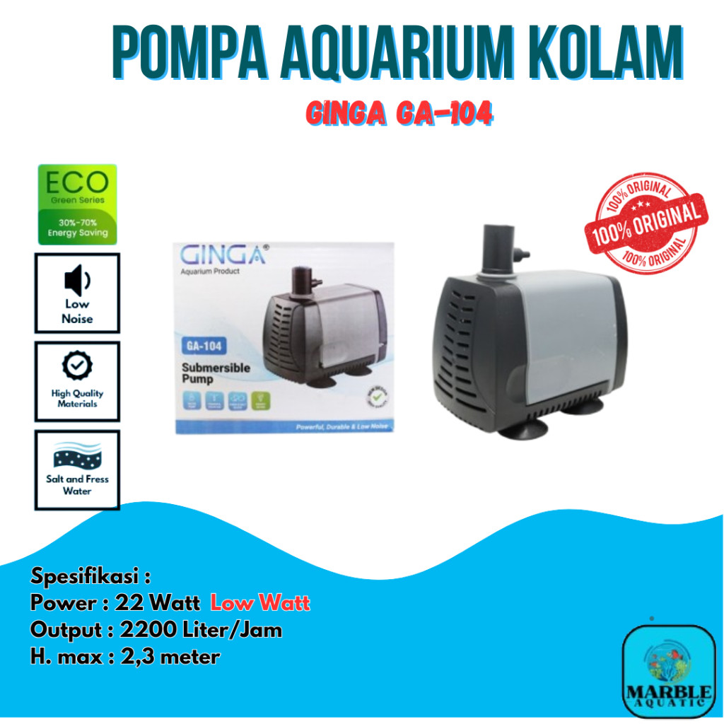 POMPA AQUARIUM KOLAM CELUP WATER PUMP GINGA GA 104 GA-104 LOW WATT