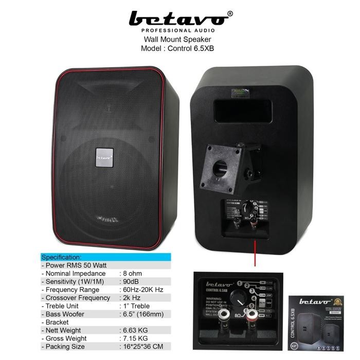 Speaker Passive BETAVO 6"5 INCH Wall Mount Speaker Control 6.5X - Putih