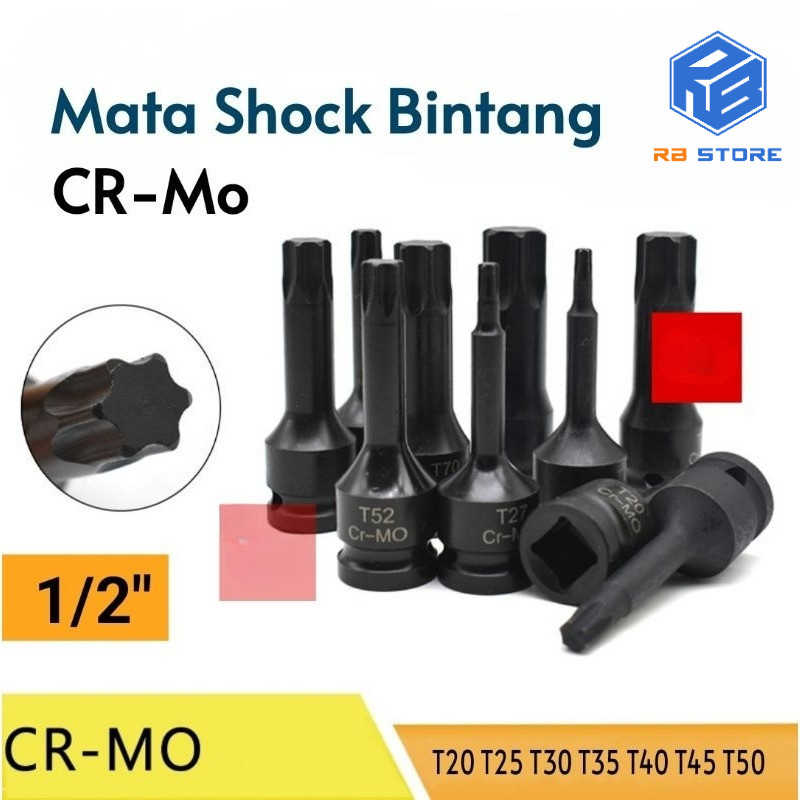 PROMO Mata Kunci Shock Bintang CR-Mo 1/2 Star Bit L T20 T25 T27 T30 T35 T40 T45 T50