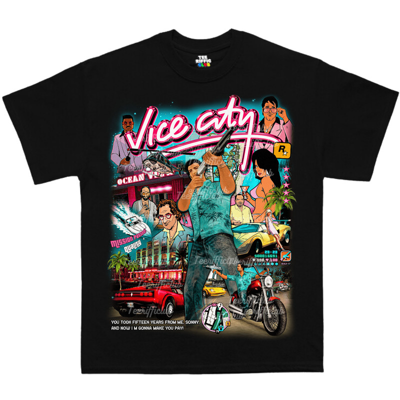 Kaos Retro Vice City – GTA 6 Miami Vice Gamer Tee |   Mafia Vintage Era 80-an