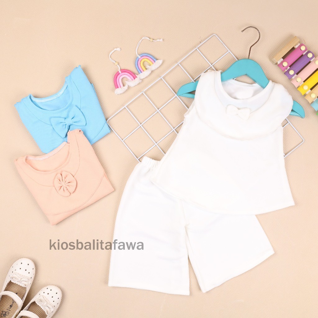 (POLOS) Setelan Intana Anak uk 1-4 Tahun / Set Dress Cewek Polos Baju Atasan Bawahan Kulot Anak Pere