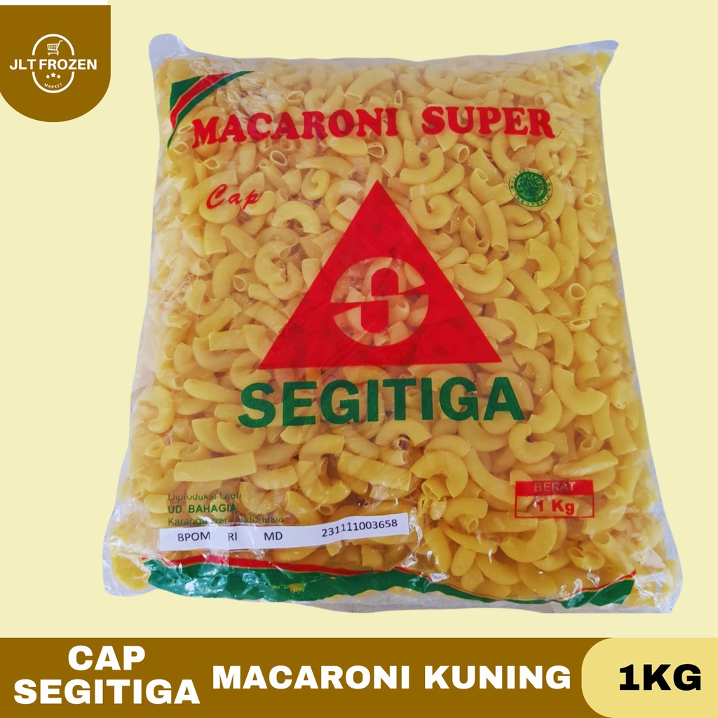 Cap Segitiga Macaroni Kuning 1KG / Makaroni Super / Makaroni Pipa / Marakoni Mentah / Macaroni Banta