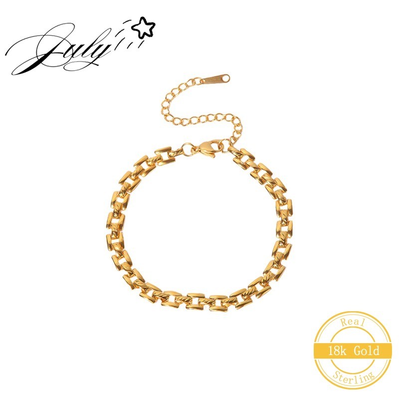 Gelang Jam Tangan Rantai Sederhana Fashion Berlapis Emas 18K