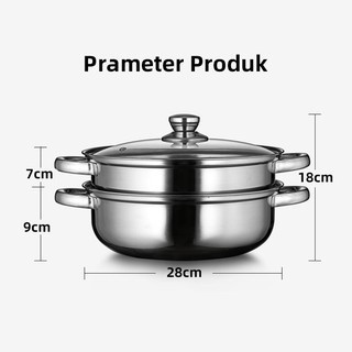 Panci Siomay 4 Kuping - Panci Kukusan Stainless Steel - Panci Steamer Stainless Steel Tebal