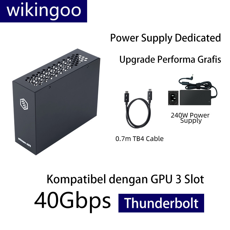 wikingoo Docking GPU Eksternal Thunderbolt 3/4 USB4 40Gbps Casing eGPU GaN 240W Kompatibel RTX 4060 