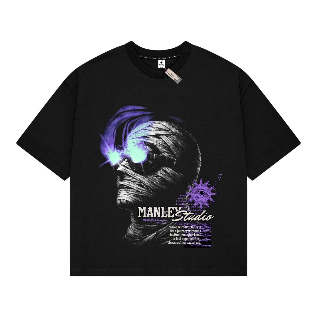 (COD) MANLEY Heavyweight 16s Kaos Pria Wanita - BOXY Oversize Tshirt Vogue Kaos Hitam