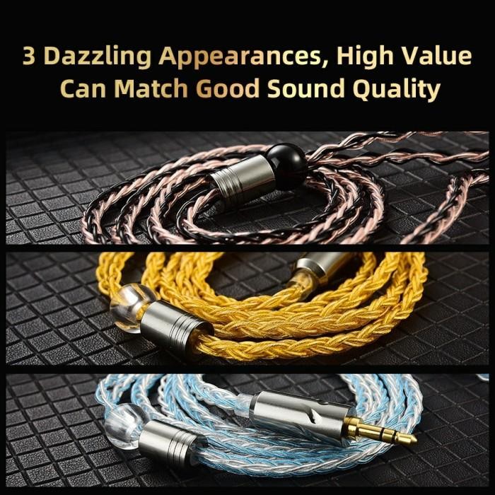 QKZ T1 Kabel Upgrade KZ Cable 200 Cores 8 Strand SPC QDC Pin - Black Gold QDC