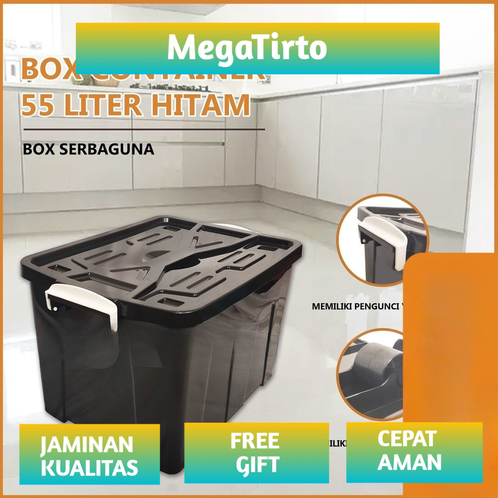 BOX CONTAINER 55 LITER + RODA - Kontainer Box Plastik / Container Box Besar