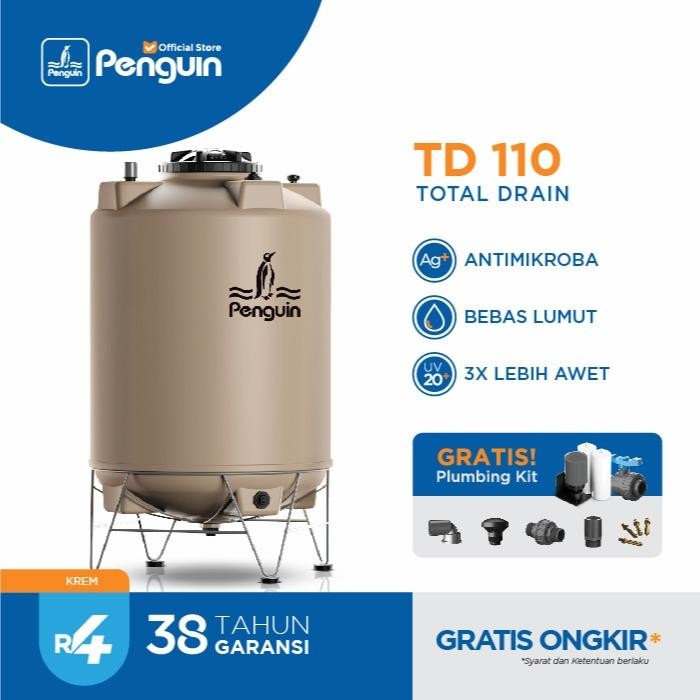 Penguin TD-110 1000 Liter Toren Tandon Tangki Air Total Drain Tank - Biru Muda Terlaris