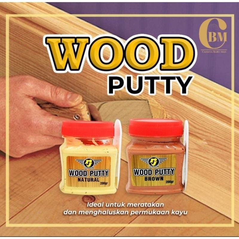 Wood Putty RJ LONDON 200gram Dempul Kayu Plamir Kayu Dempul Coklat Putih