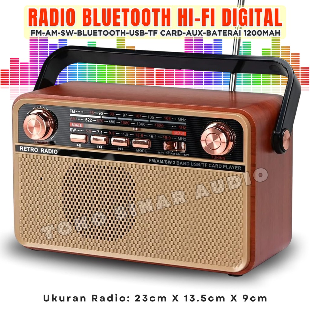 SERBA COD Speaker Radio Bluetooth Special Bass Hi-Fi Stereo Digital Radio FLECO F-505T [Radio FM/AM/