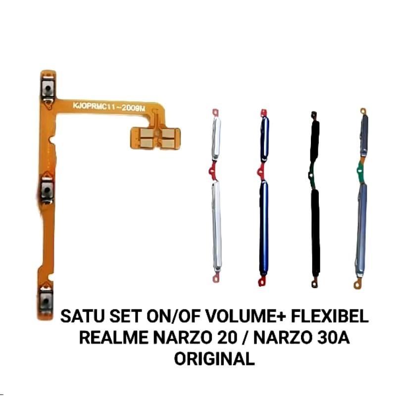 FLEXIBLE ON OFF VOLUME + TOMBOL LUAR COMPATIBLE REALME NARZO 20 / NARZO 30A ( 1 SET ) Ponsel Mesin