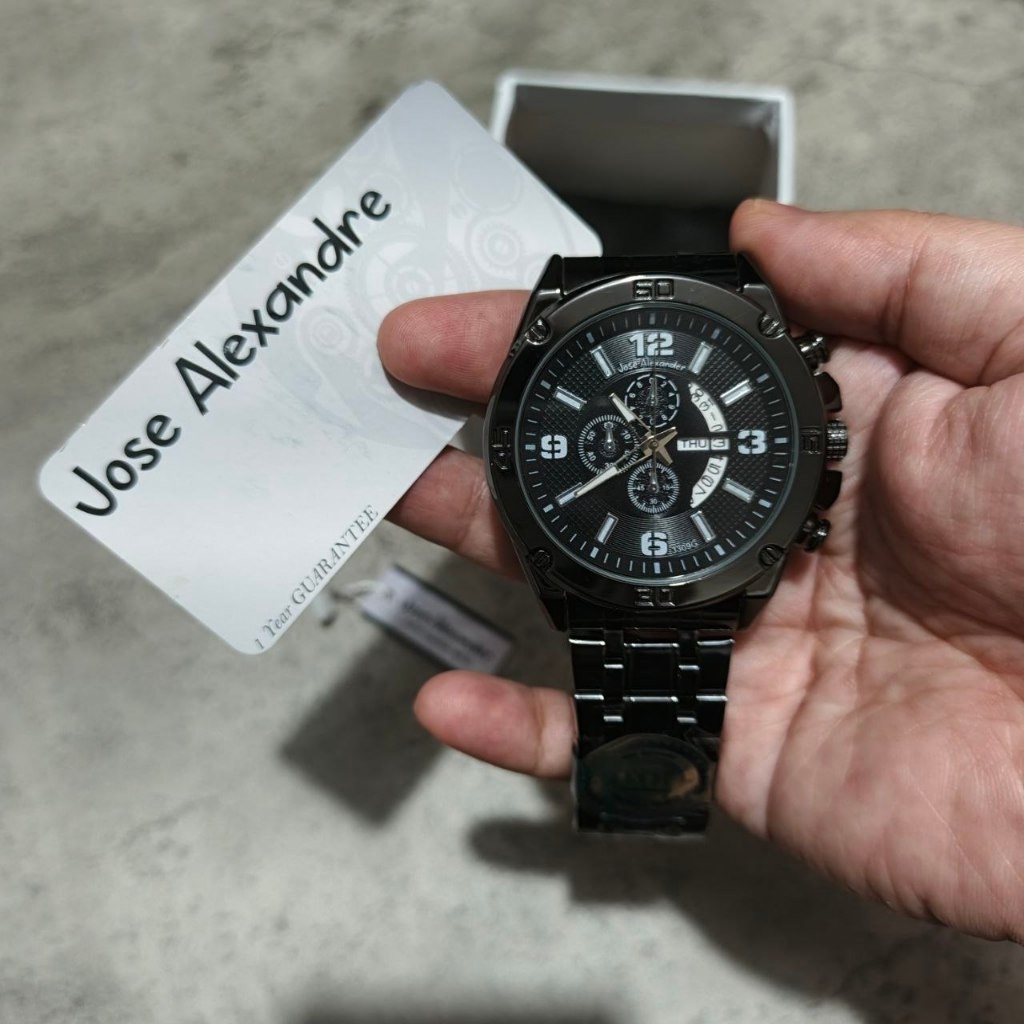 Jam Tangan Pria Jose Alexandre Tanggal Hari Aktif Rantai Stainless Free Box