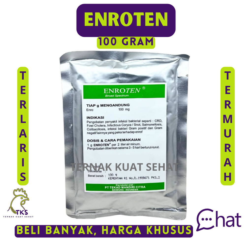 ENROTEN 100 gram - Obat Pernafasan Hewan TKS