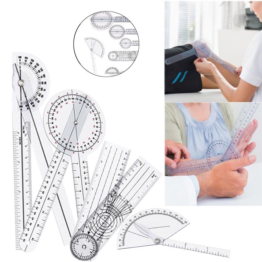 Set Alat Ukur Goniometer Medis Fisioterapi Penggaris Sendi Jari Spinal Sudut Lengkap 6 Pcs