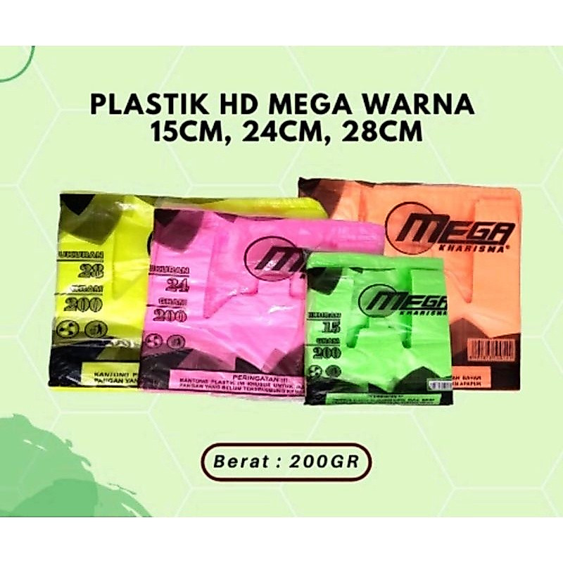 Kantong Plastik Kresek Warna Warni Mega Uk 15 24 28 200Gram