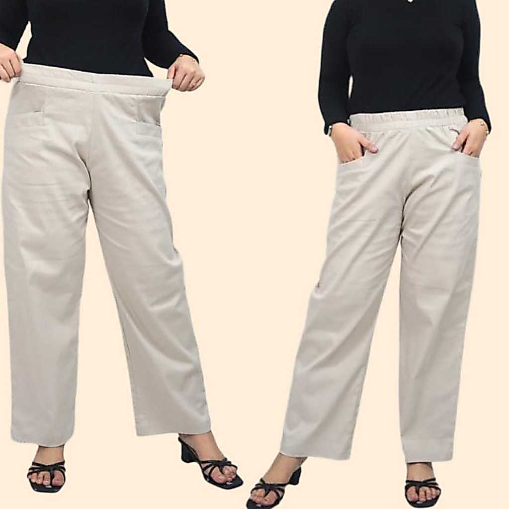 Celana Katun Highwaist Wanita Baggy Pants Kantor Twil Stret Premium Jumbo