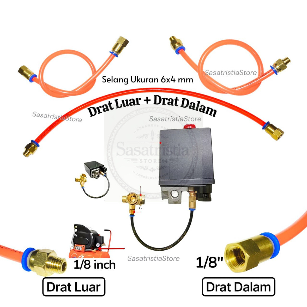 [ COD ] selang PU oren otomatis kompresor ke check valve Pipa Otomatis Kompresor Angin Portable 3/4-
