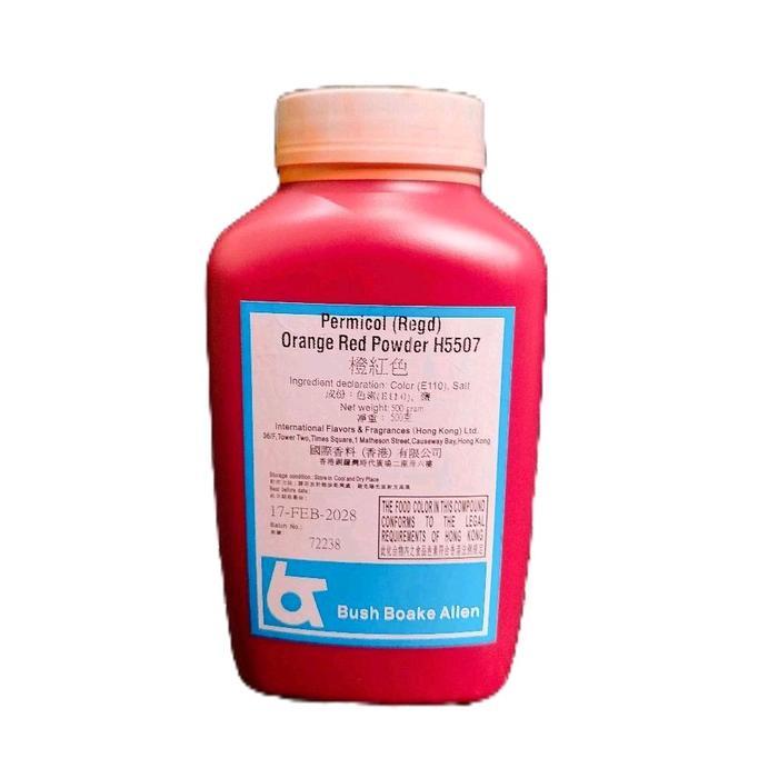 Permicol Regd Orange Red H5507 Pewarna Makanan Bubuk Bush Boake Allen 500gr - H5507 Orange Red